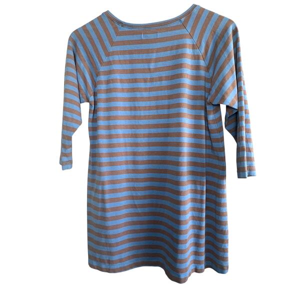 Matilda Jane Striped Tunic Top Medium 3/4 Sleeve Blue Brown Like New - Picture 4 of 5